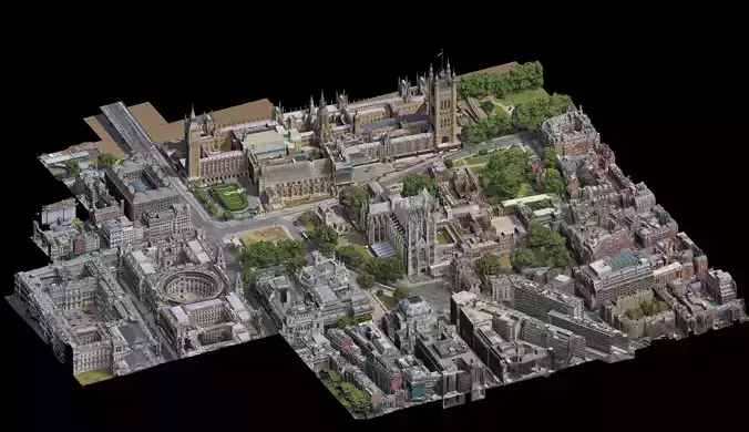 Westminster Abbey and Big Ben 3D Scan 3D model