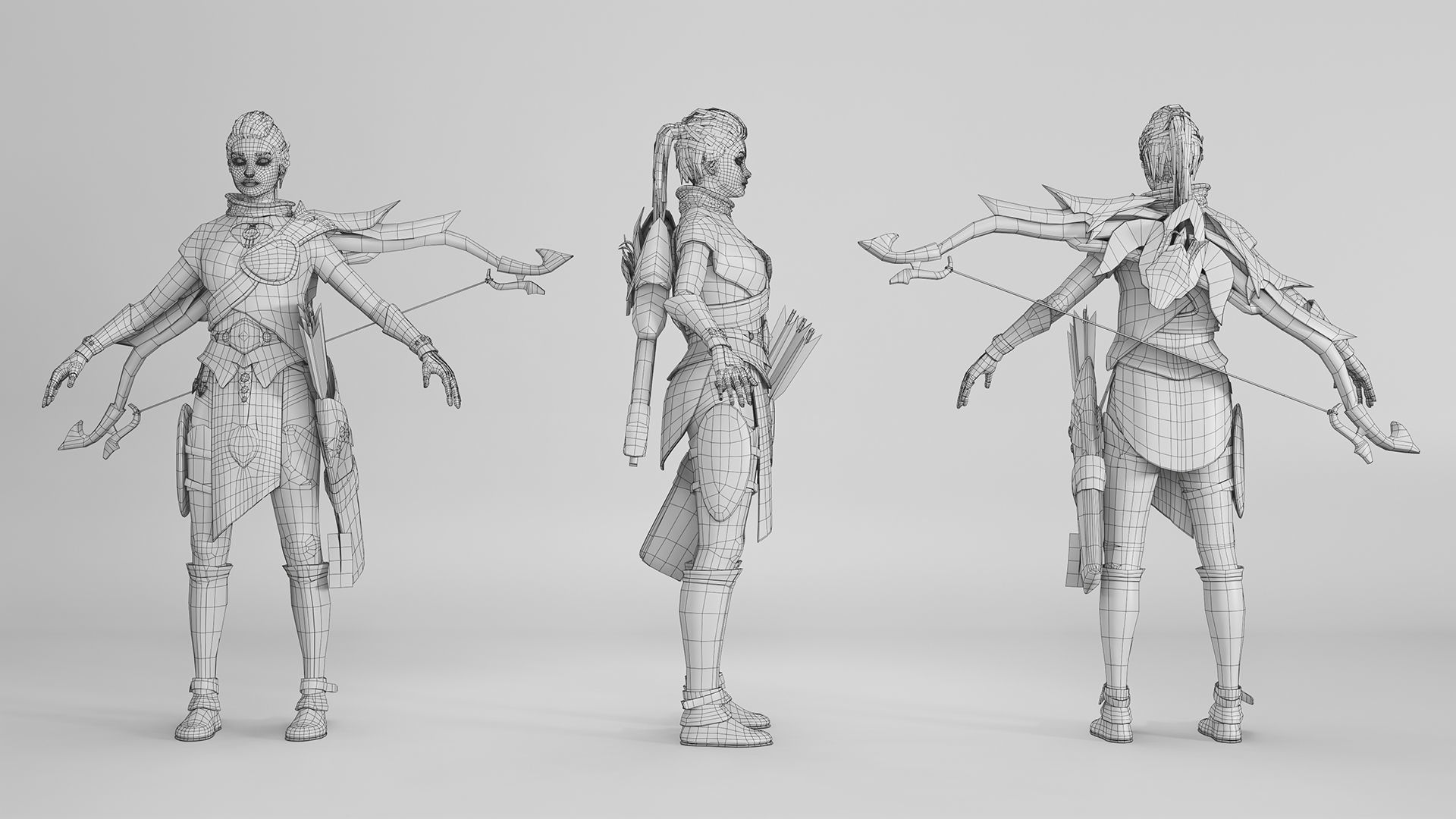 Modular Female Warrior Characters Pack1 Low-poly 3D model_24