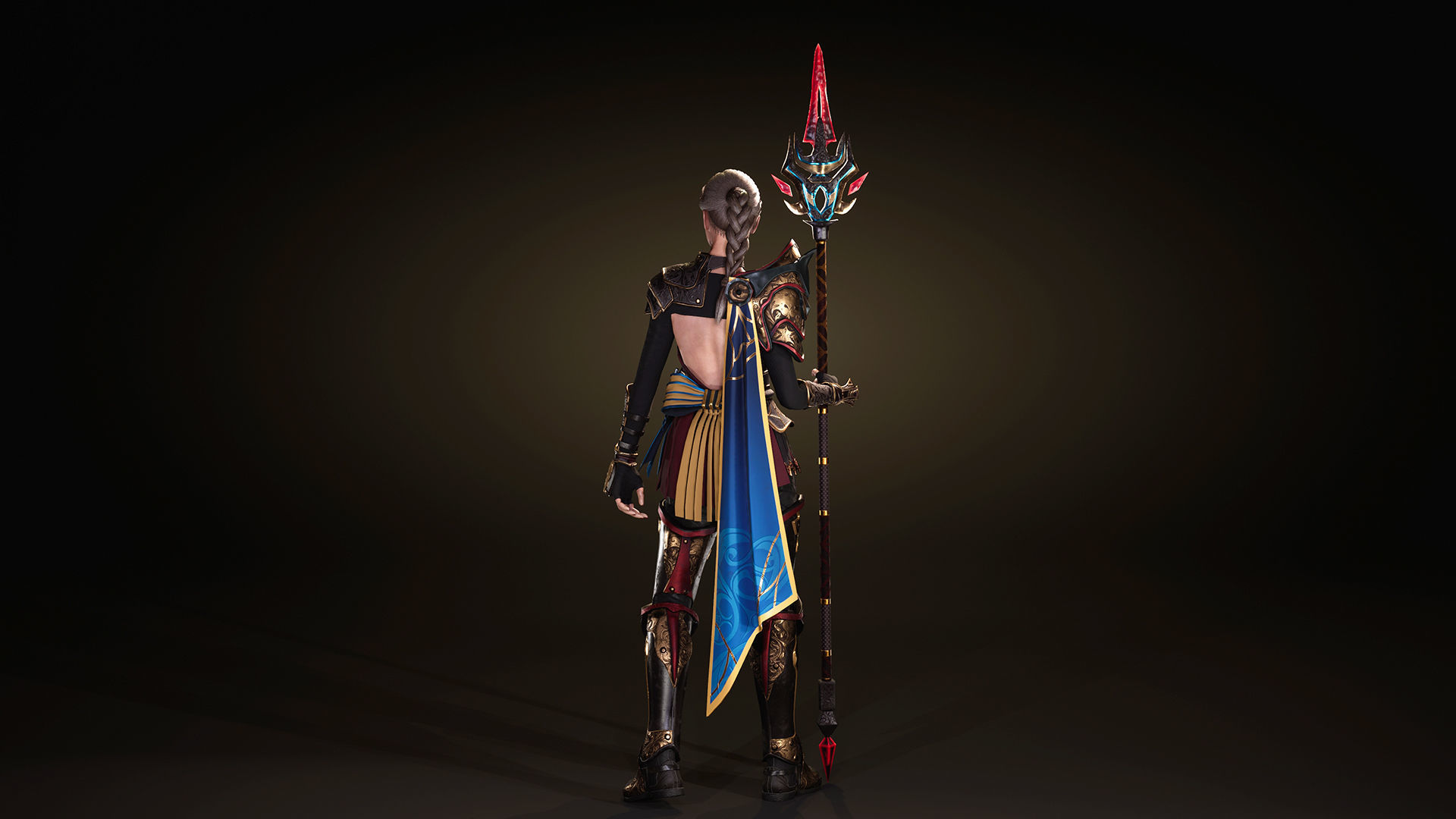 Modular Female Warrior Characters Pack1 Low-poly 3D model_9