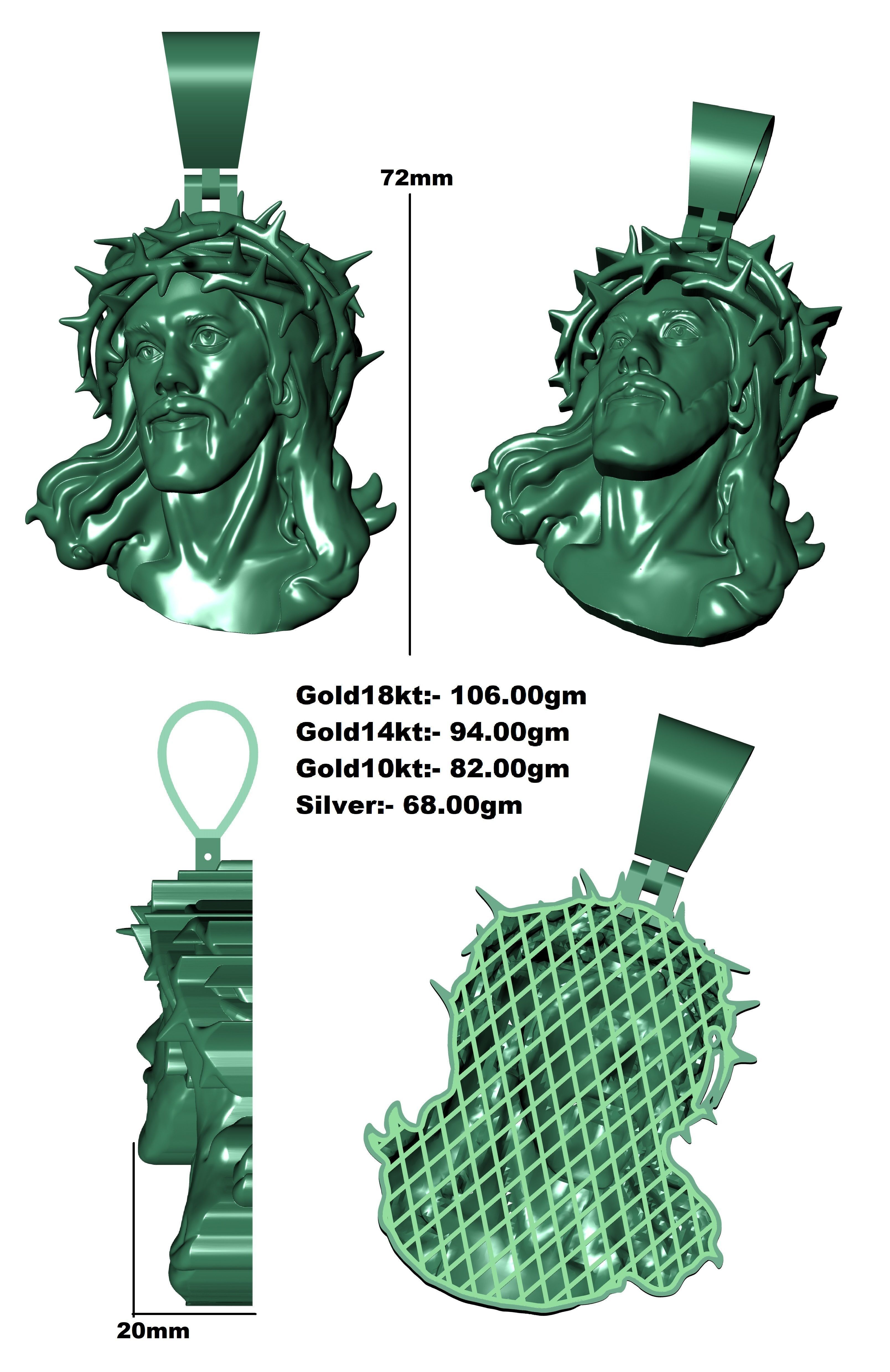 Jesus Pendant 3D print model_4