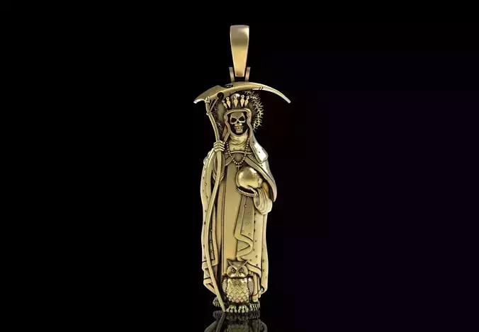 Santa Muerte and Owl Pendant