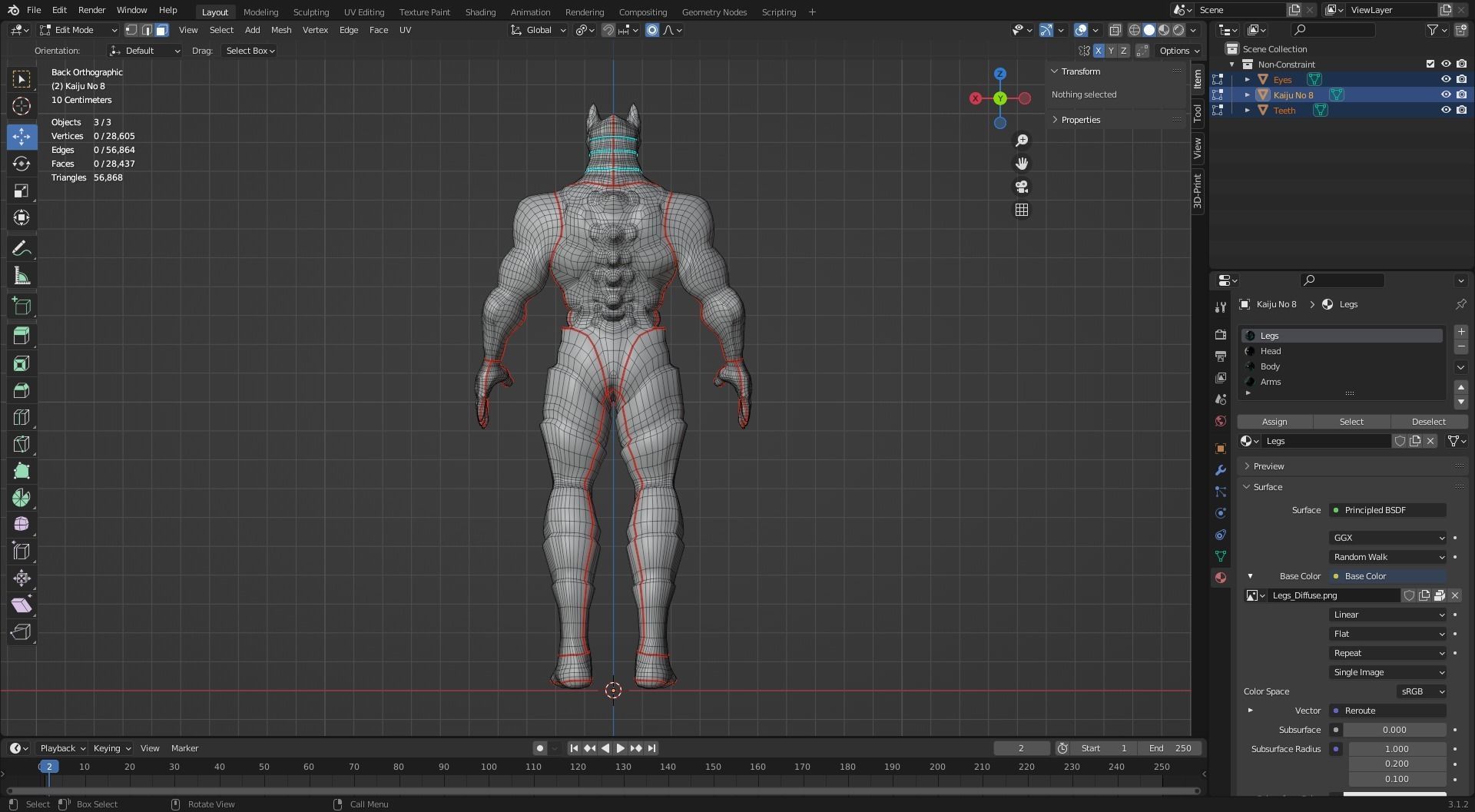 Low Poly - Kaiju No 8 - Hibino Kafka Low-poly 3D model_12