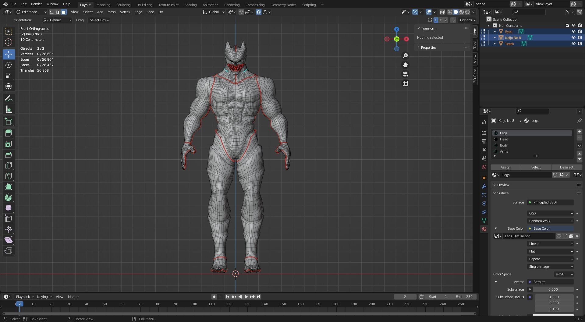 Low Poly - Kaiju No 8 - Hibino Kafka Low-poly 3D model_11