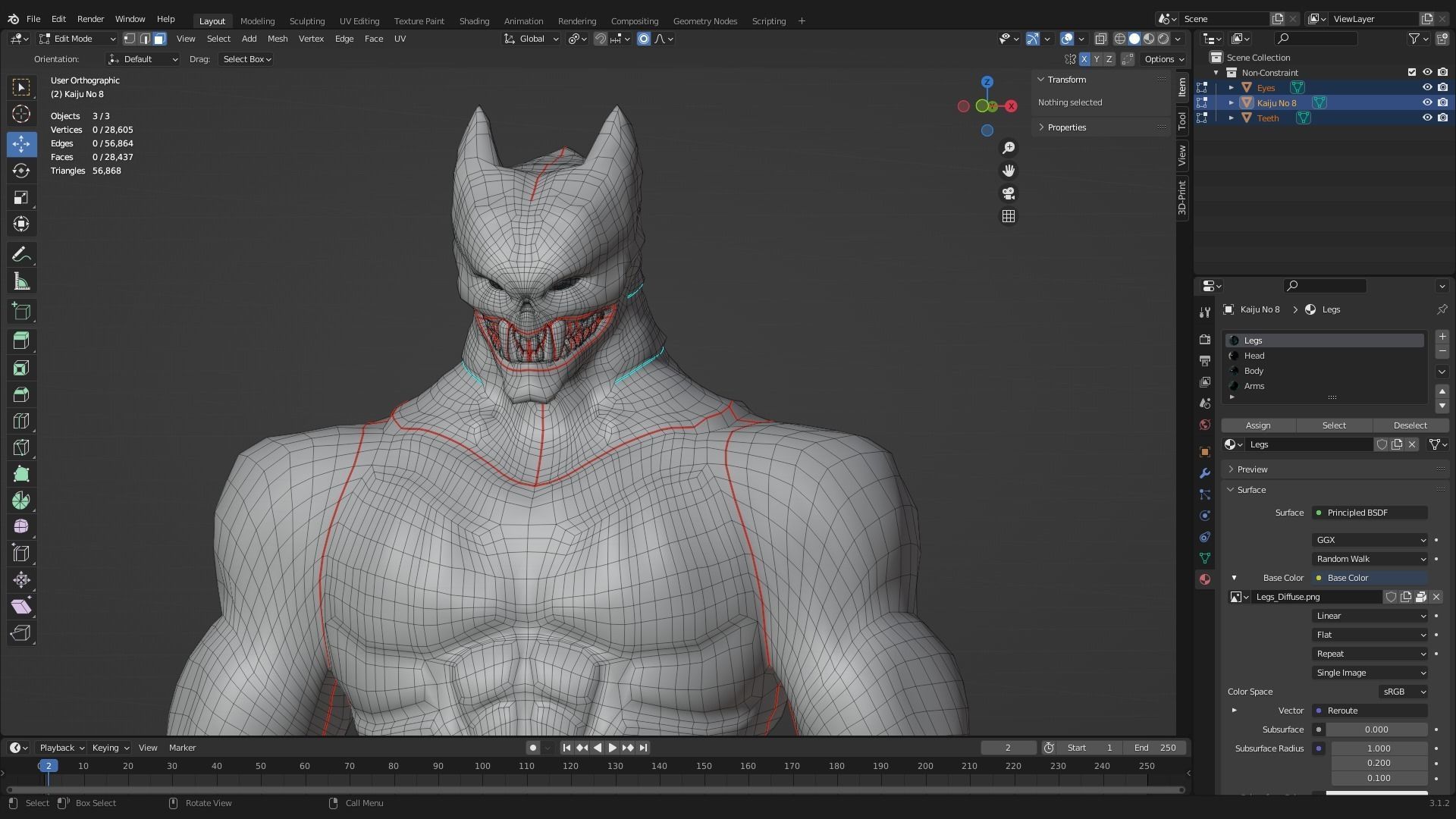 Low Poly - Kaiju No 8 - Hibino Kafka Low-poly 3D model_9