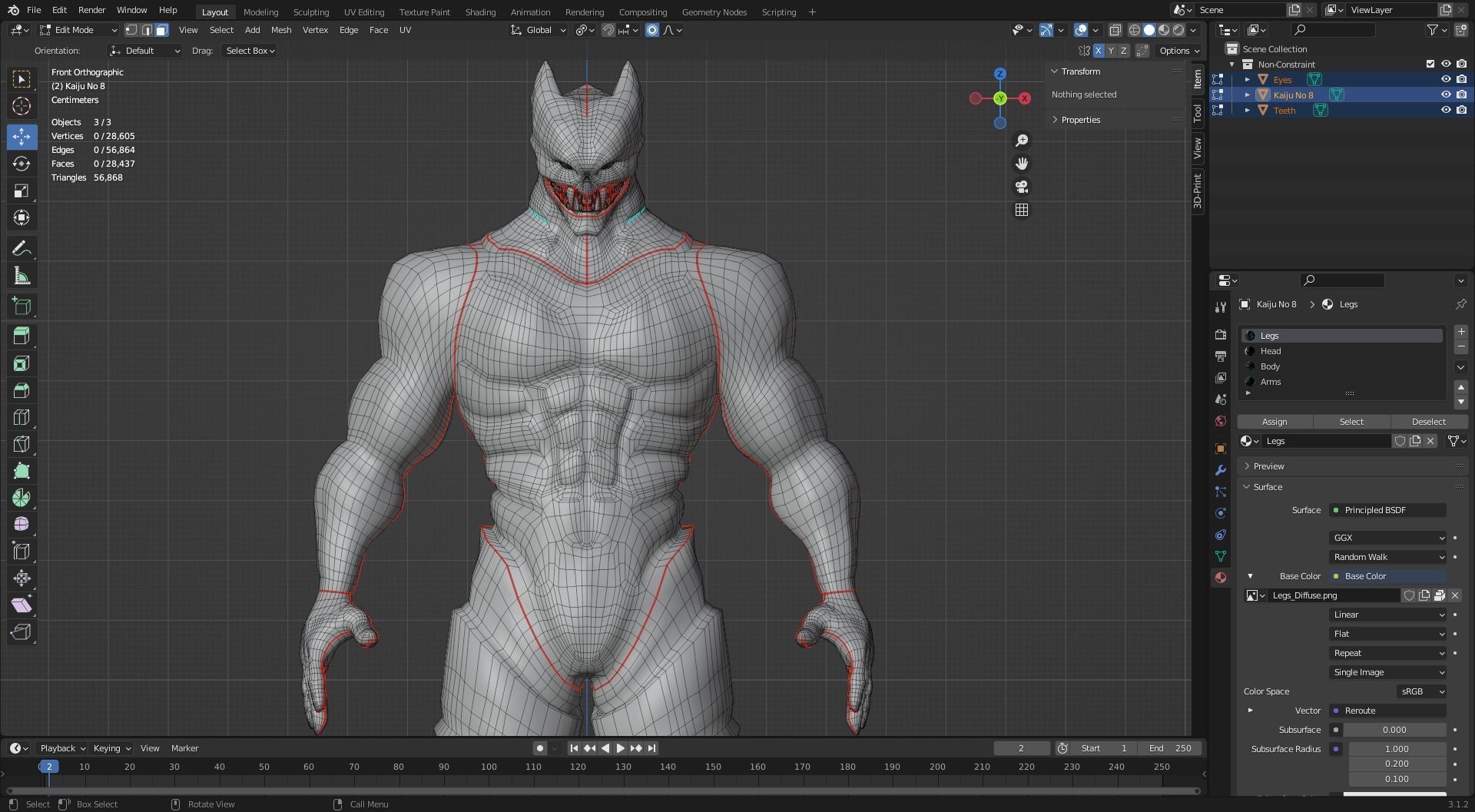 Low Poly - Kaiju No 8 - Hibino Kafka Low-poly 3D model_10