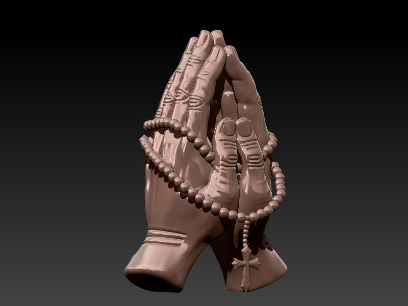 Praying Hands with Rosary Beads pendant Necklace Jewelry 3D print model_20