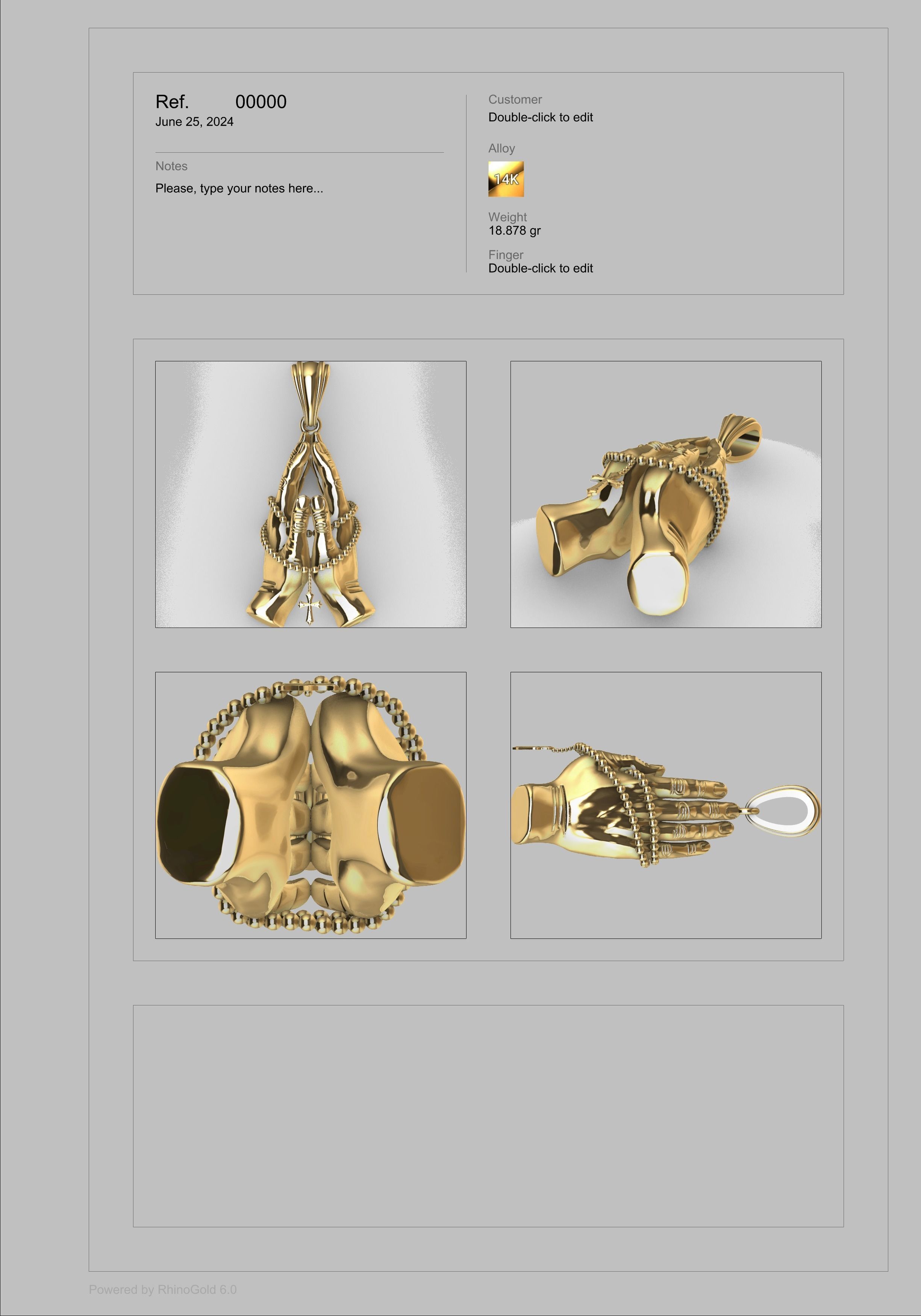 Praying Hands with Rosary Beads pendant Necklace Jewelry 3D print model_23