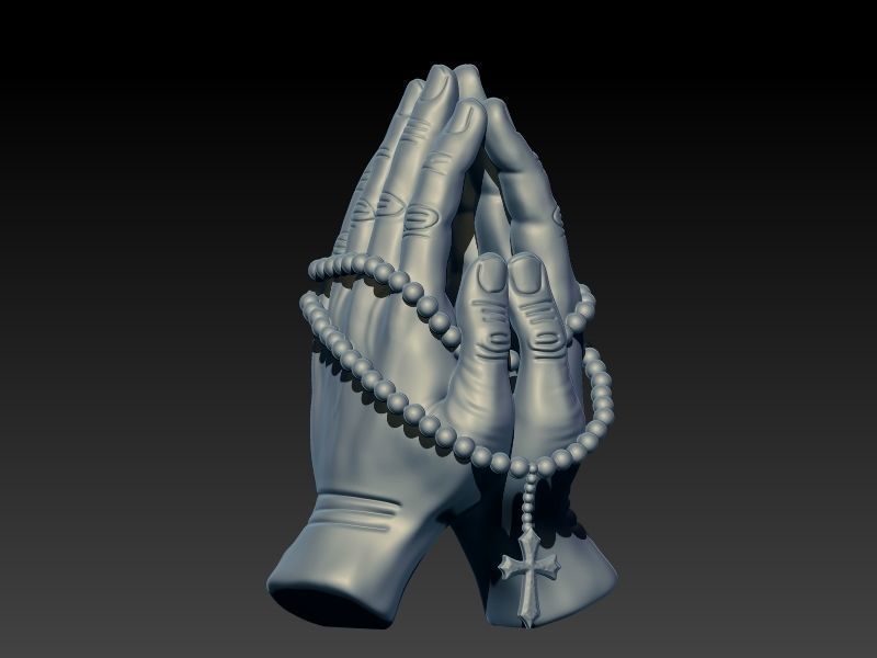 Praying Hands with Rosary Beads pendant Necklace Jewelry 3D print model_8