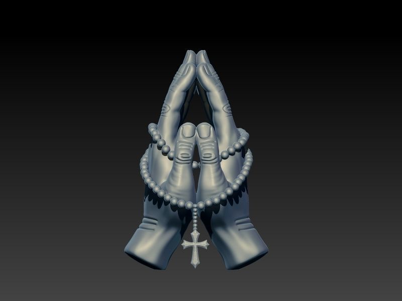 Praying Hands with Rosary Beads pendant Necklace Jewelry 3D print model_15