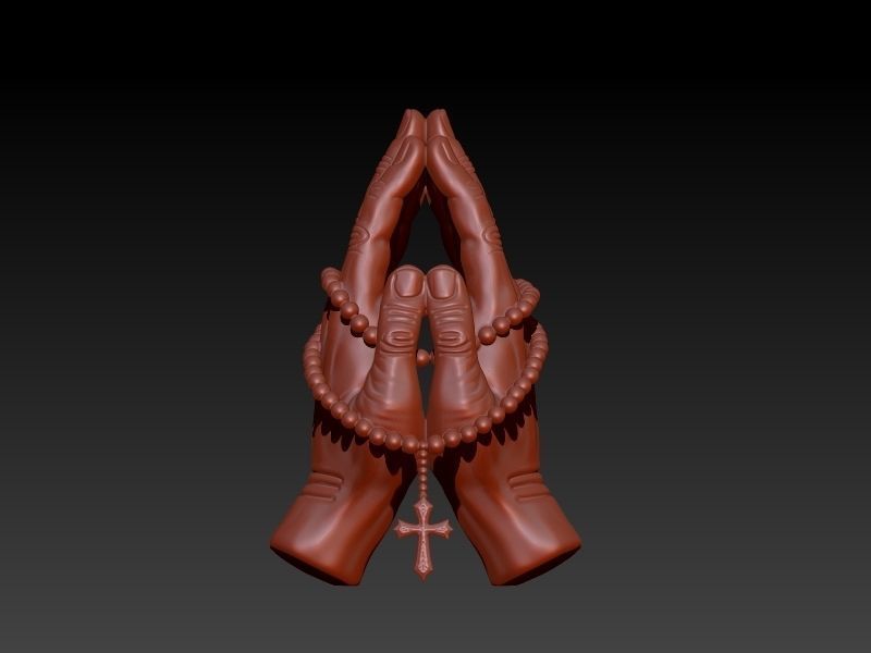 Praying Hands with Rosary Beads pendant Necklace Jewelry 3D print model_1