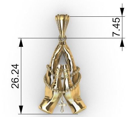 Praying Hands with Rosary Beads pendant Necklace Jewelry 3D print model_21