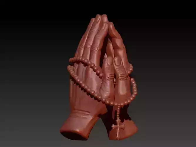 Praying Hands with Rosary Beads pendant Necklace Jewelry 3D print model