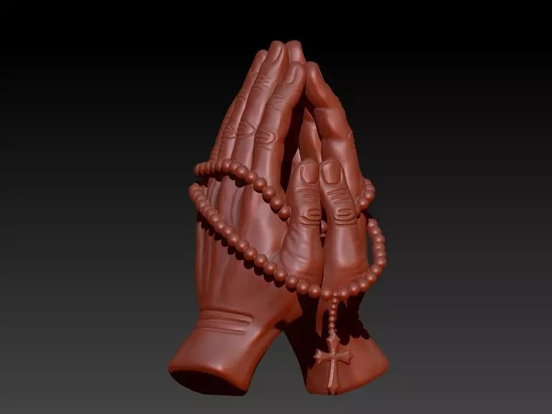 Praying Hands with Rosary Beads pendant Necklace Jewelry 3D print model_0