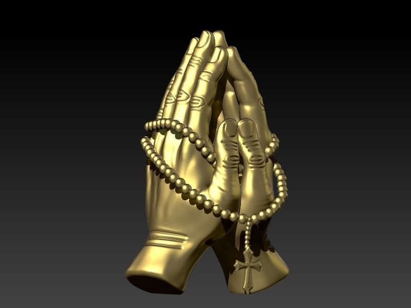 Praying Hands with Rosary Beads pendant Necklace Jewelry 3D print model_19