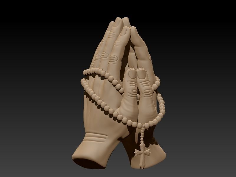 Praying Hands with Rosary Beads pendant Necklace Jewelry 3D print model_7