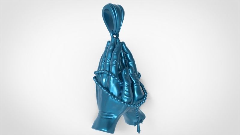 Praying Hands with Rosary Beads pendant Necklace Jewelry 3D print model_52