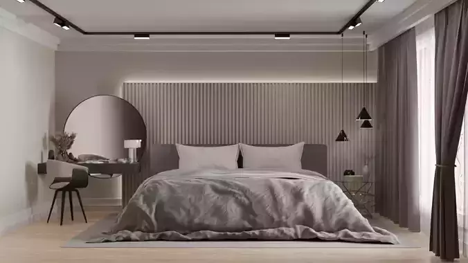 Design Interior Bedroom with cozy vibe