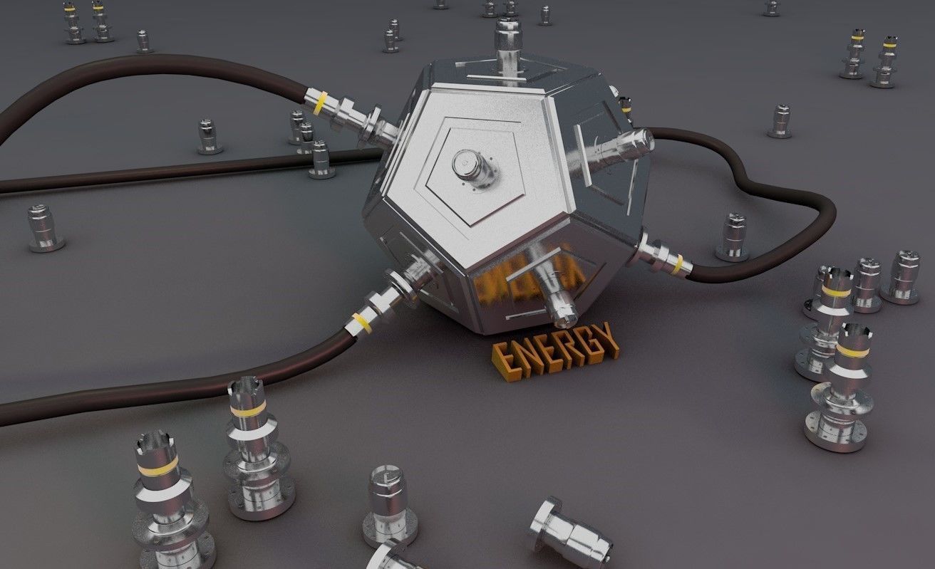 Abstract octagonal metallic energy 3D model 3D model_1