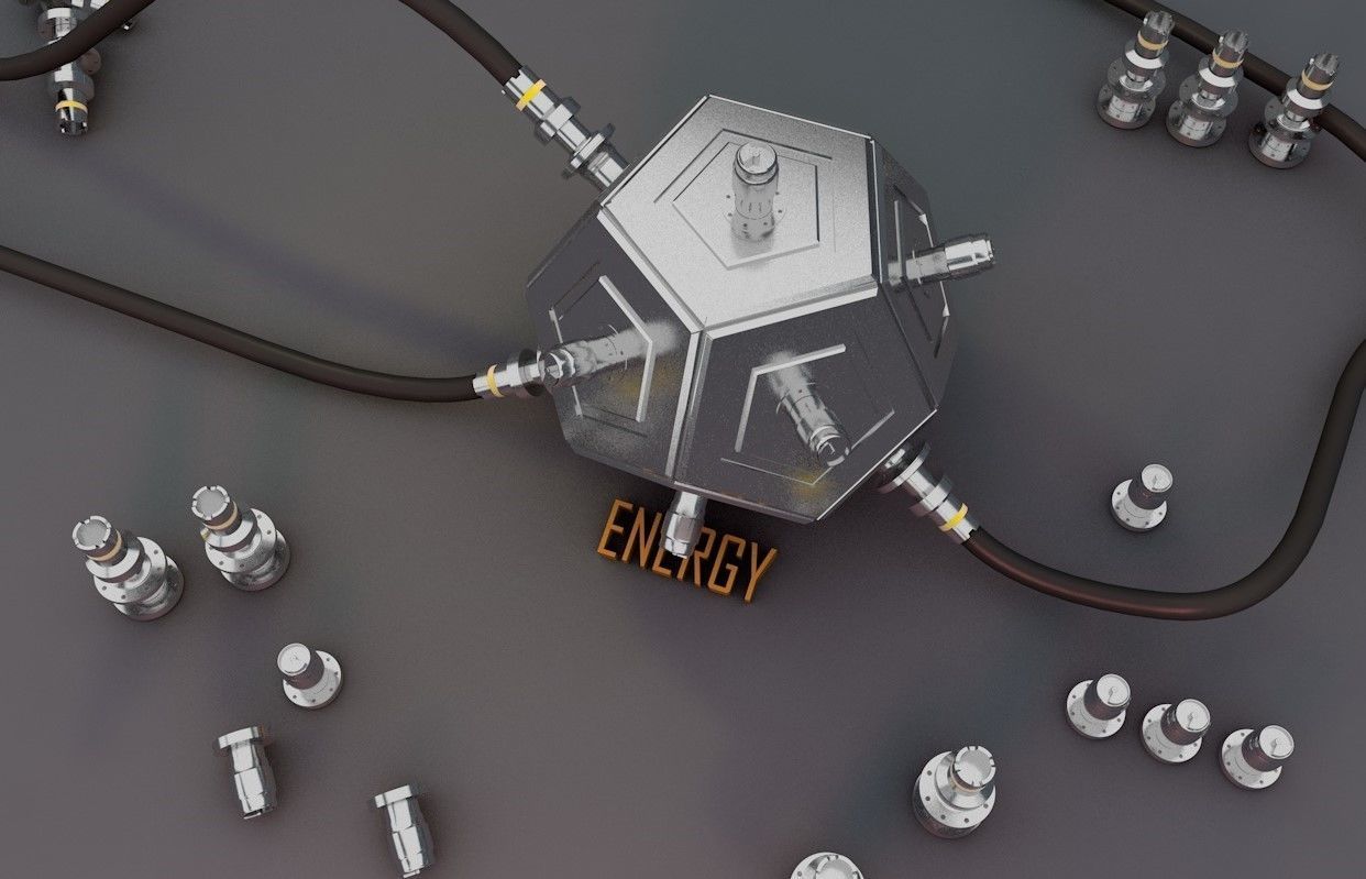 Abstract octagonal metallic energy 3D model 3D model_3