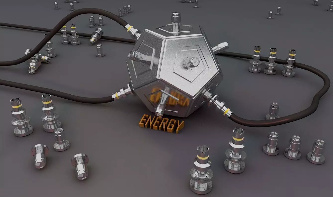 Abstract octagonal metallic energy 3D model 3D model_0