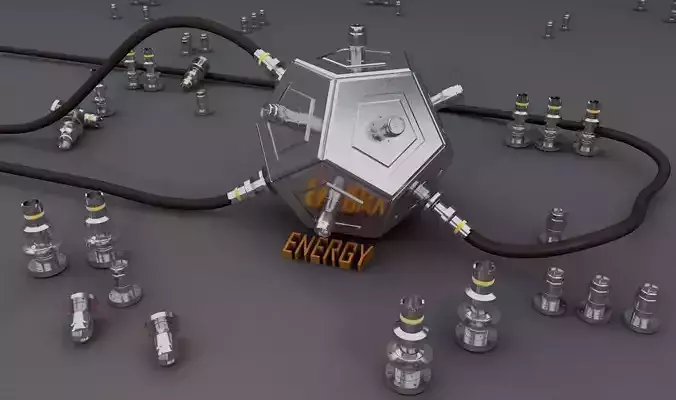 Abstract octagonal metallic energy 3D model 3D model