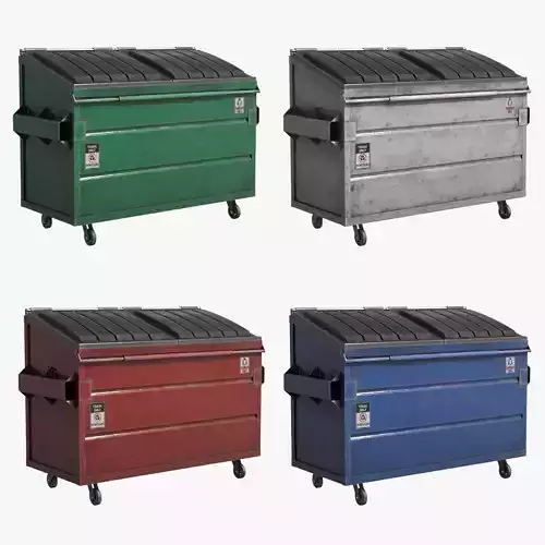 Garbage Dumpster 4 colors Low-poly 3D model