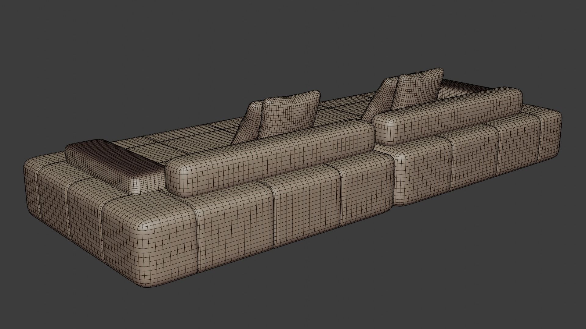 Fabric sofa in brown tones with a modular system 3D model_7