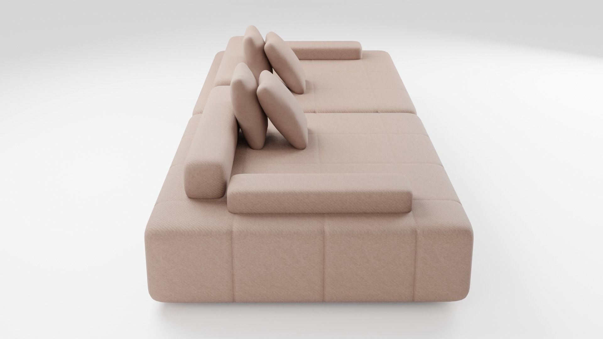 Fabric sofa in brown tones with a modular system 3D model_1