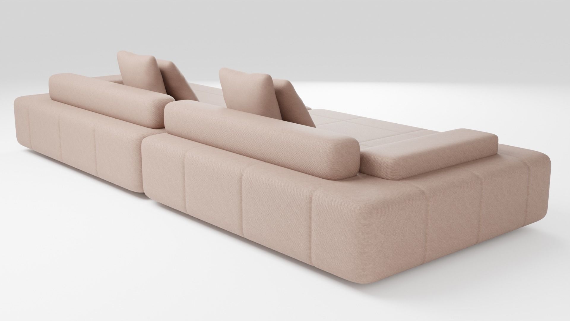 Fabric sofa in brown tones with a modular system 3D model_2