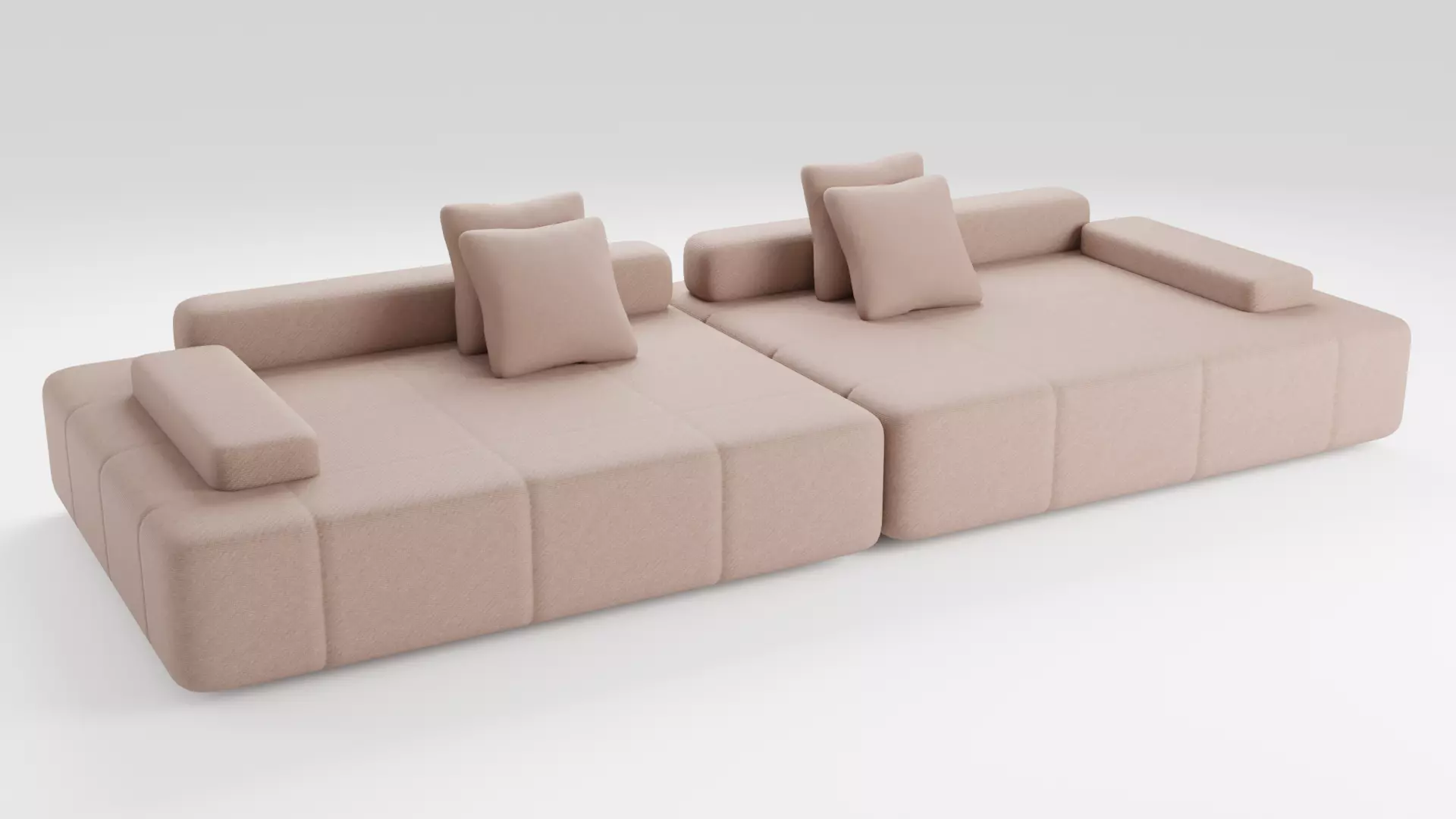 Fabric sofa in brown tones with a modular system 3D model_0