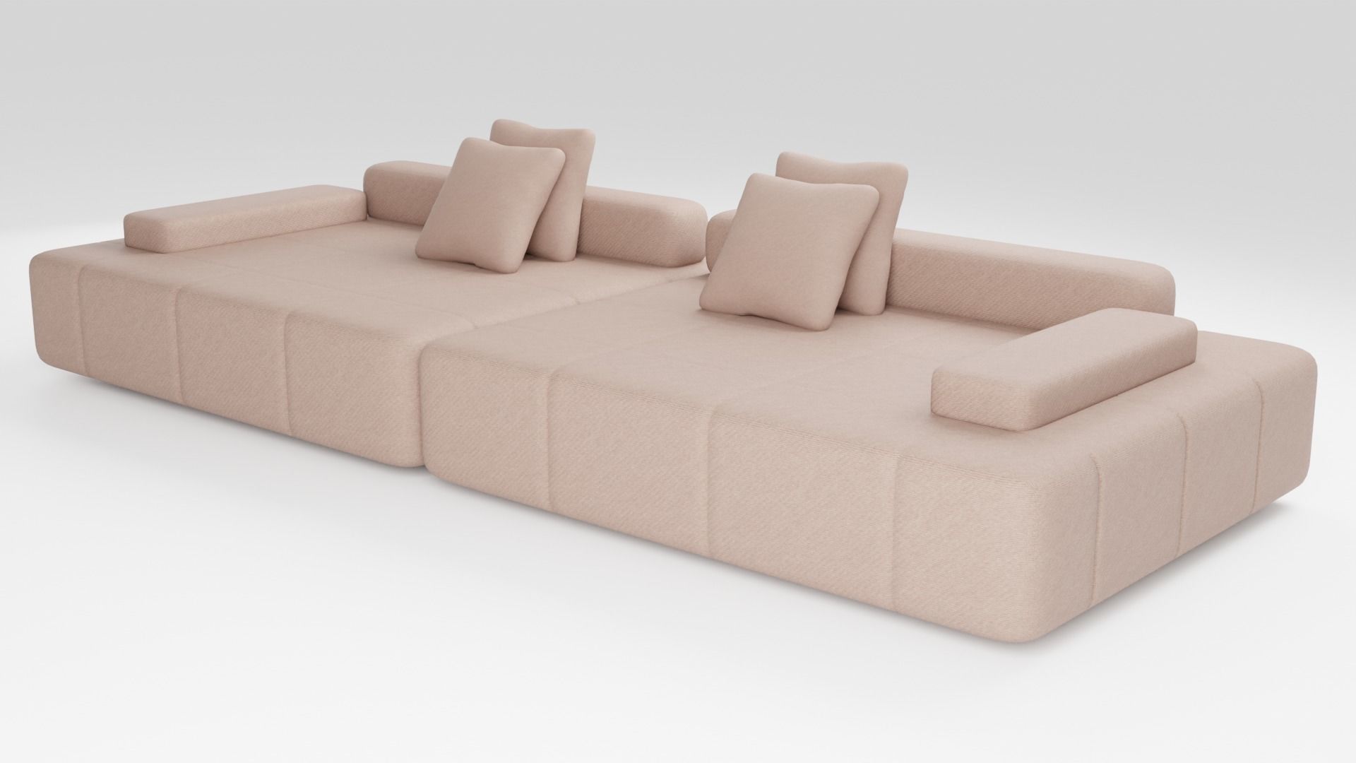 Fabric sofa in brown tones with a modular system 3D model_4