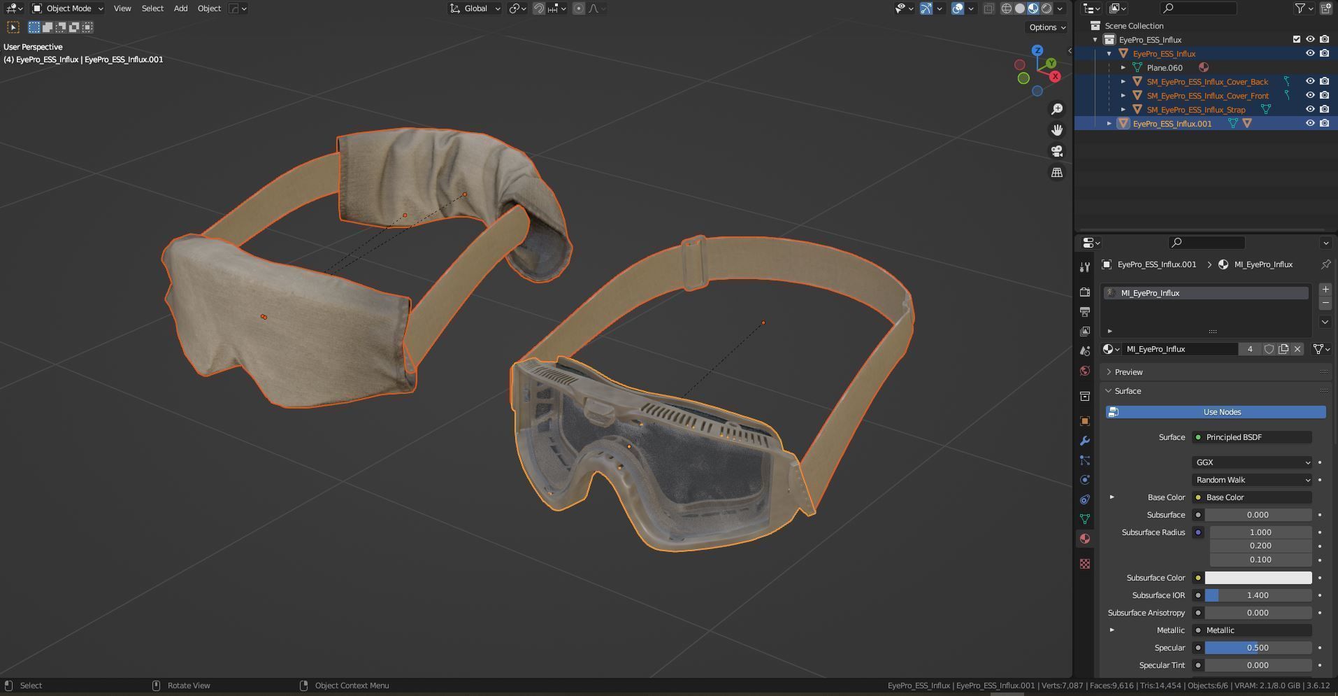 ESS INFLUX GOGGLE Low-poly 3D model_8