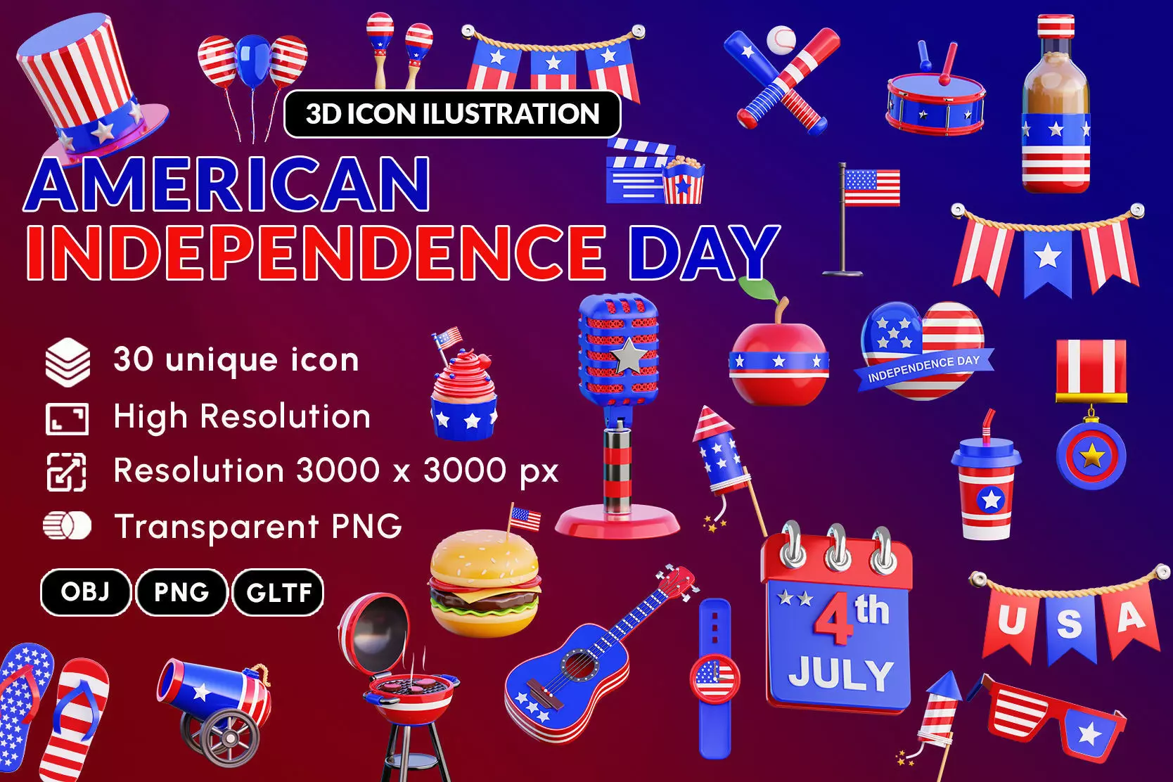 American Independence Day 3D model