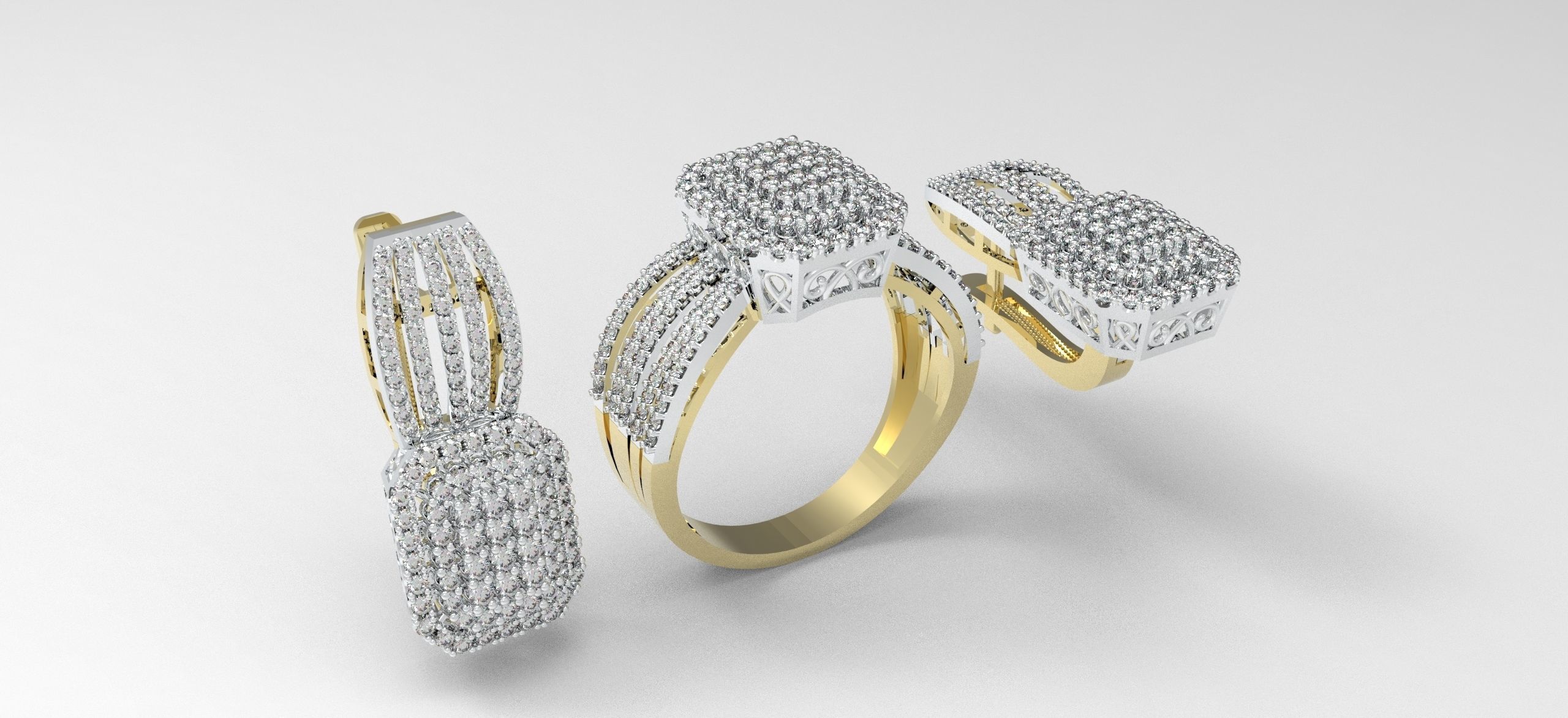 Diamond Jewelry Set 3D print model_1