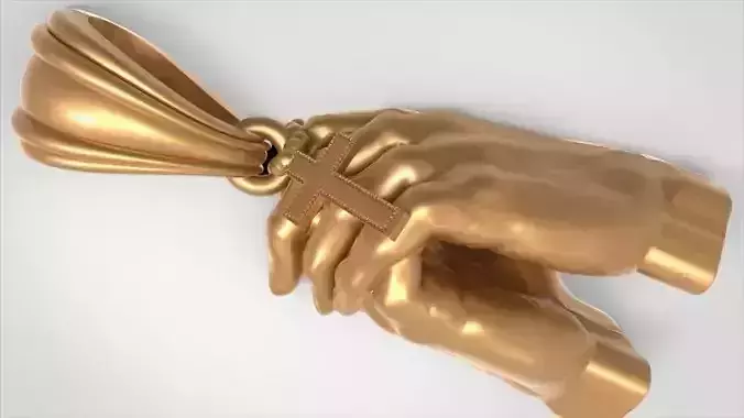 hands folded praying with Rosary cross Pendant Jewelry