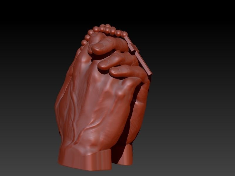 hands folded praying with Rosary cross Pendant Jewelry 3D print model_2