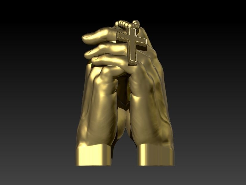 hands folded praying with Rosary cross Pendant Jewelry 3D print model_9