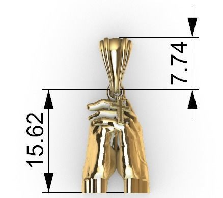 hands folded praying with Rosary cross Pendant Jewelry 3D print model_20