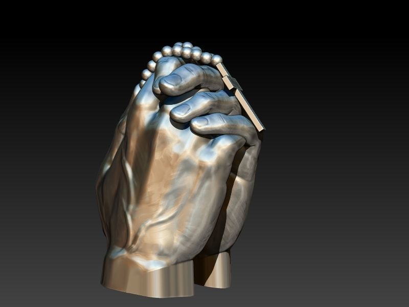 hands folded praying with Rosary cross Pendant Jewelry 3D print model_5