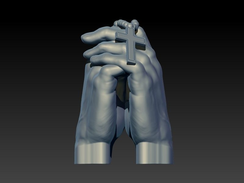 hands folded praying with Rosary cross Pendant Jewelry 3D print model_6