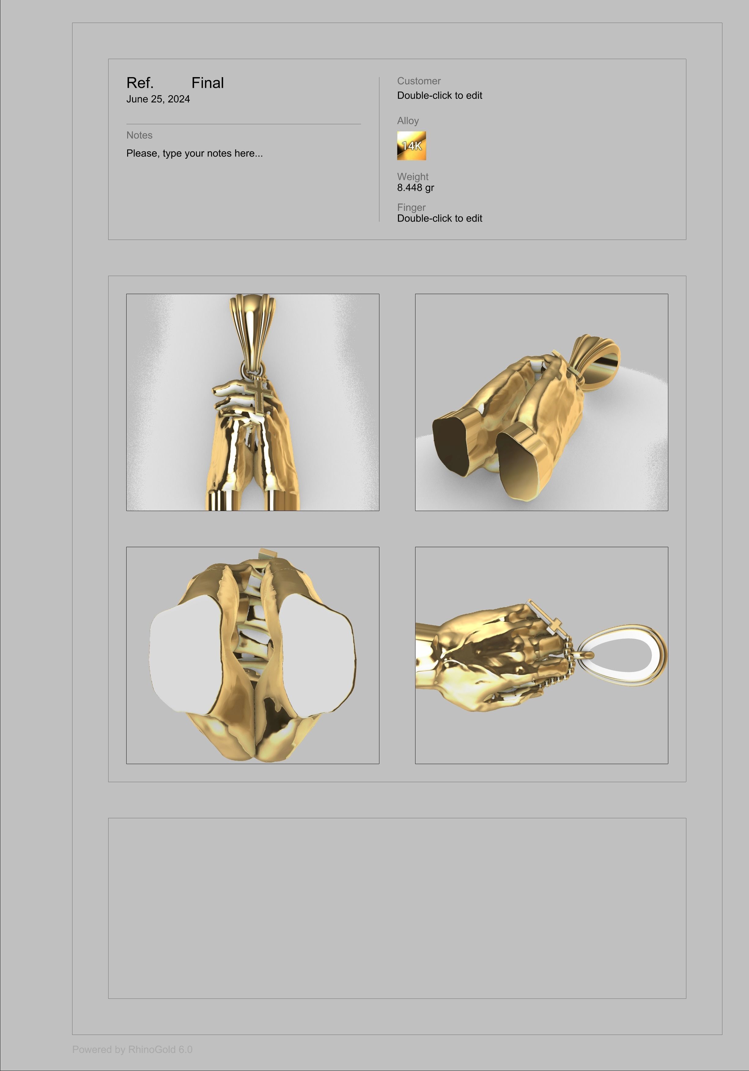 hands folded praying with Rosary cross Pendant Jewelry 3D print model_26