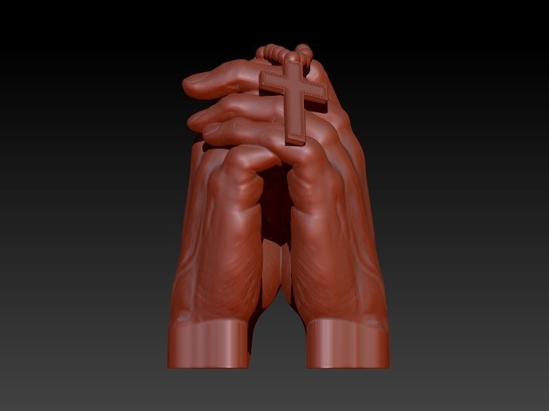 hands folded praying with Rosary cross Pendant Jewelry 3D print model_1