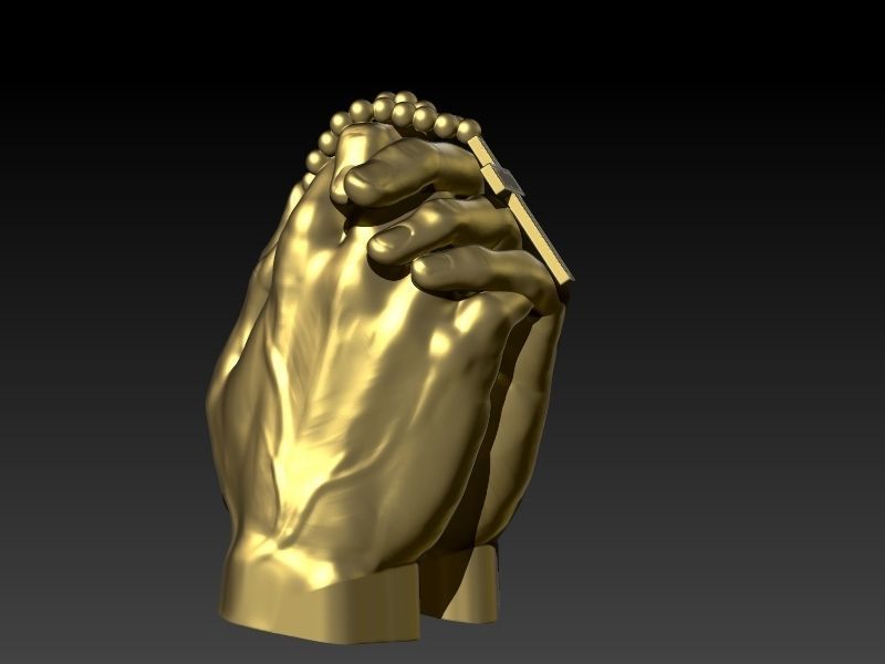 hands folded praying with Rosary cross Pendant Jewelry 3D print model_8
