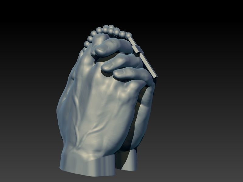 hands folded praying with Rosary cross Pendant Jewelry 3D print model_24