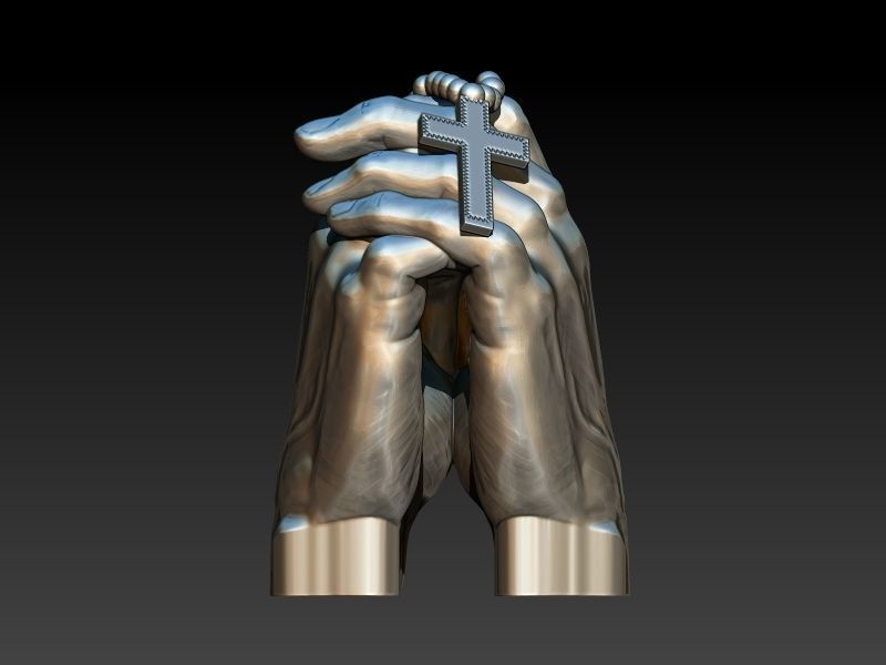 hands folded praying with Rosary cross Pendant Jewelry 3D print model_25