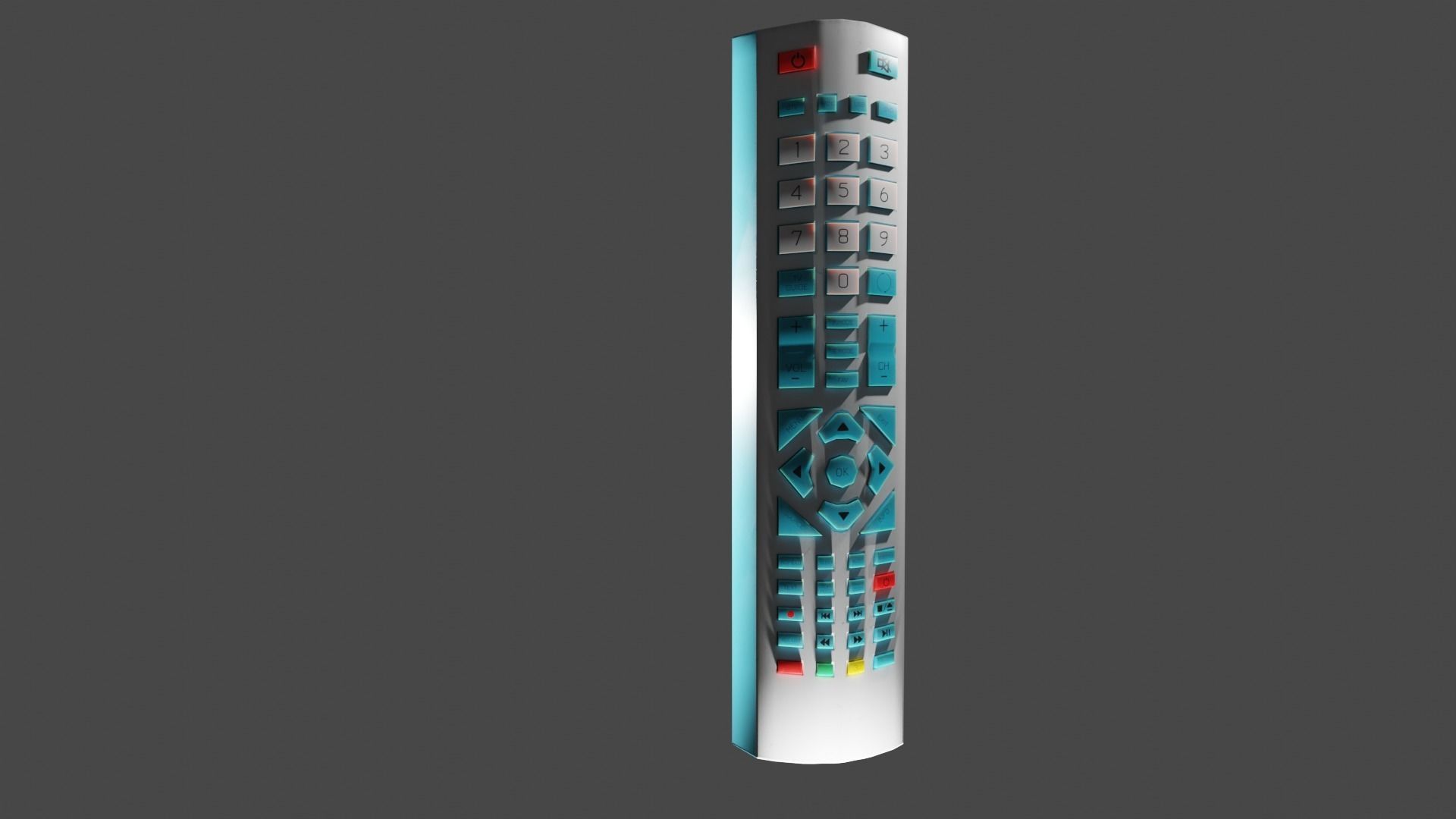 Blue TV Remote Control 3D model_1