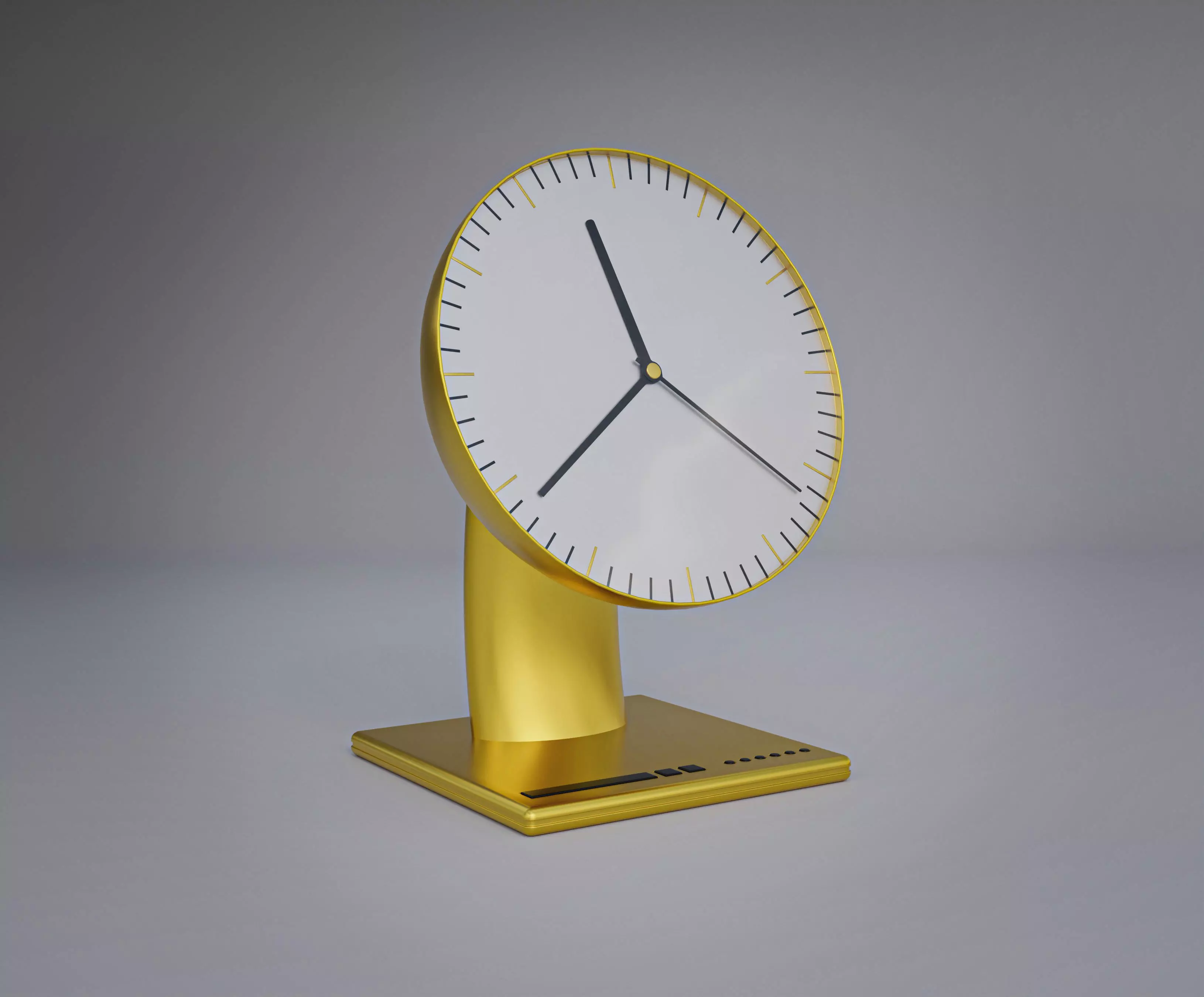 Golden Futuristic Table Clock Low-poly 3D model