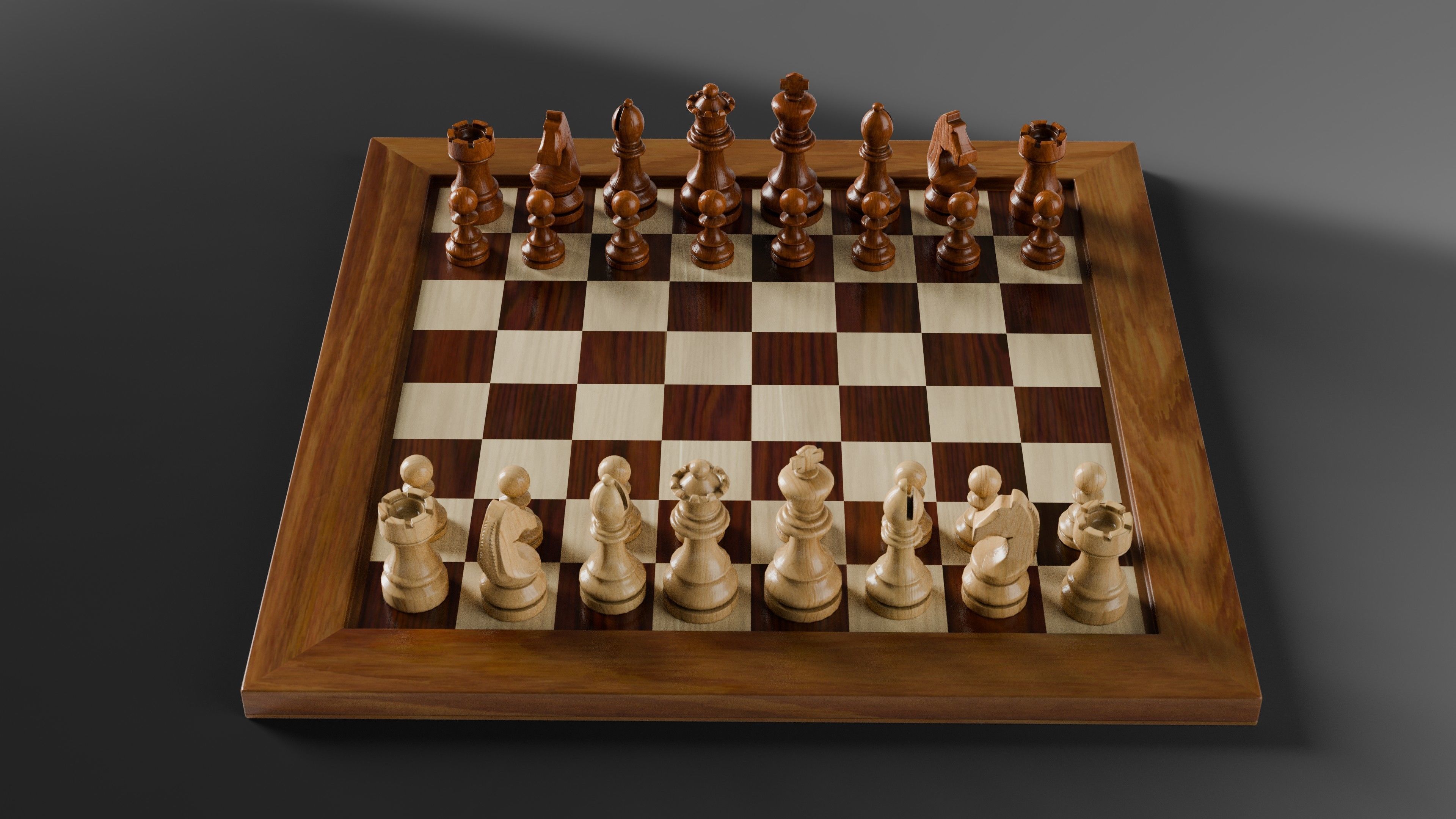Chess 3D set Low-poly 3D model_2