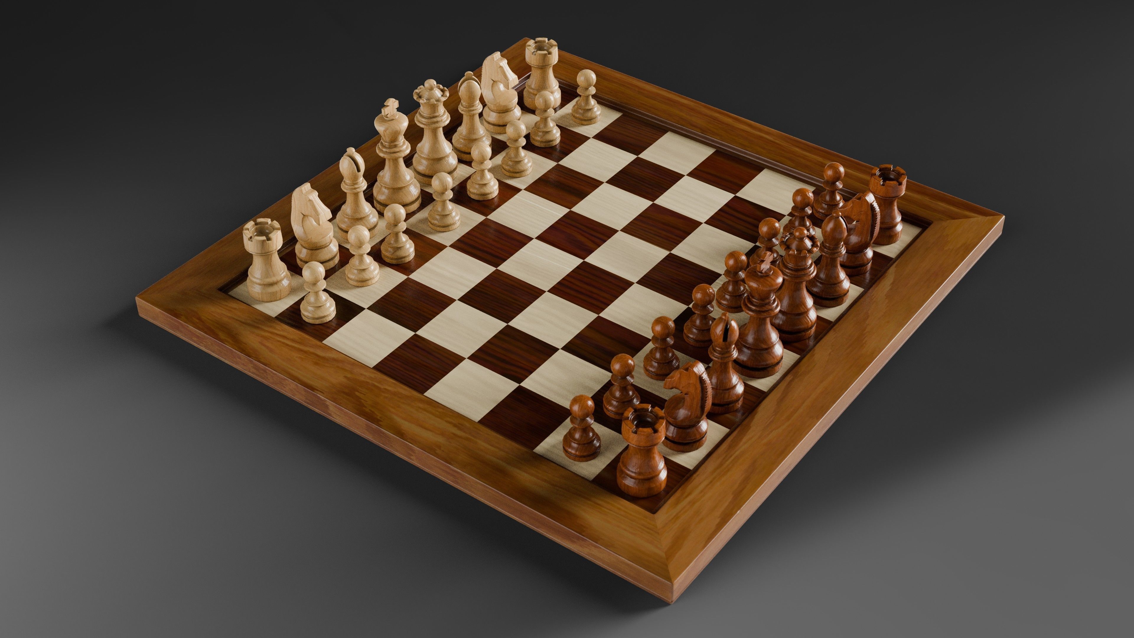 Chess 3D set Low-poly 3D model_3