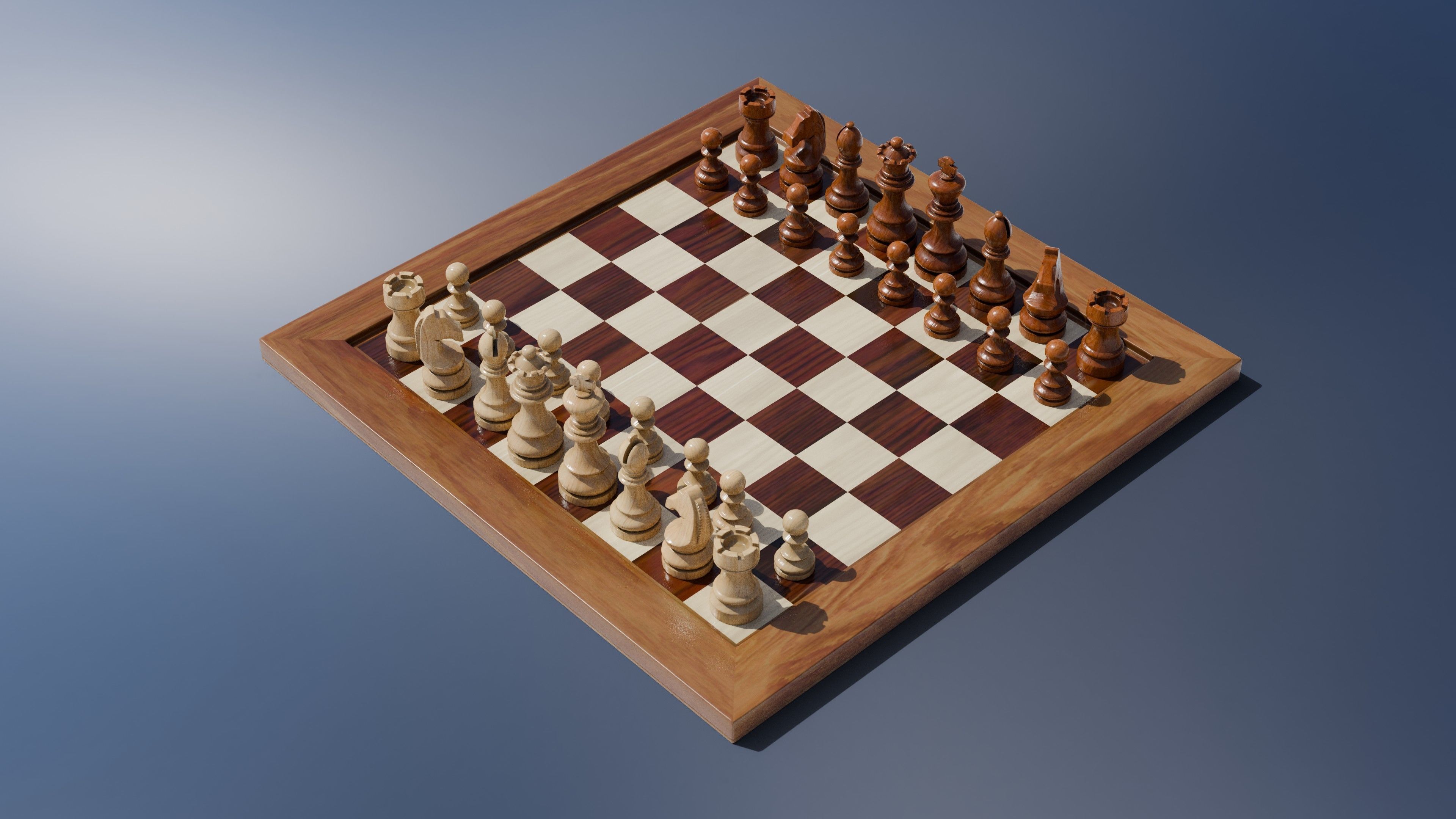Chess 3D set Low-poly 3D model_1
